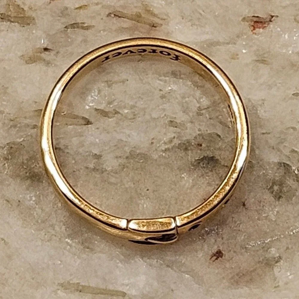 NEW MONICA RICH KOSANN FOREVER BUCKLE BELT POESY STACKABLE 18K ROSE GOLD RING 5
